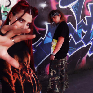 Falda militar unisex y top de algodón con print de ramas