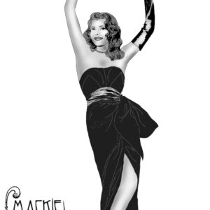 Ilustración de Rita Hayworth en Gilda